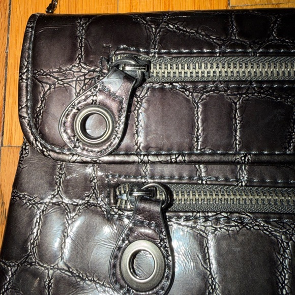 Aldo Black Crocodile Pattern Clutch Bag - Picture 3 of 7